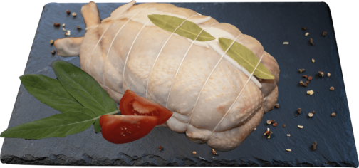 Boneless fattened Hen stuffed with Morels